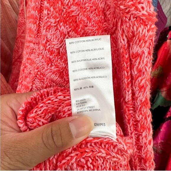 Anthropologie Pilcro Jasmine Pullover Sweater Red Pink Marled Crew Neck NEW XS - Picture 6 of 7